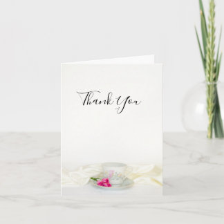 Tea Cup with Pink Roses Wedding Thank You