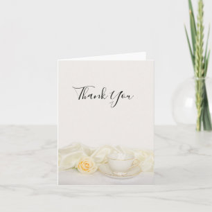 Tea Cup with White Rose Wedding Thank You Card