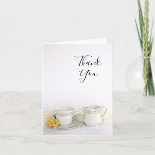 Tea Cup with Yellow Daisies Wedding Thank You Card