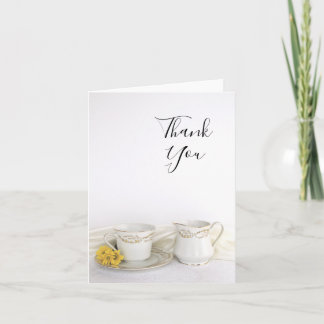 Tea Cup with Yellow Daisies Wedding Thank You Card