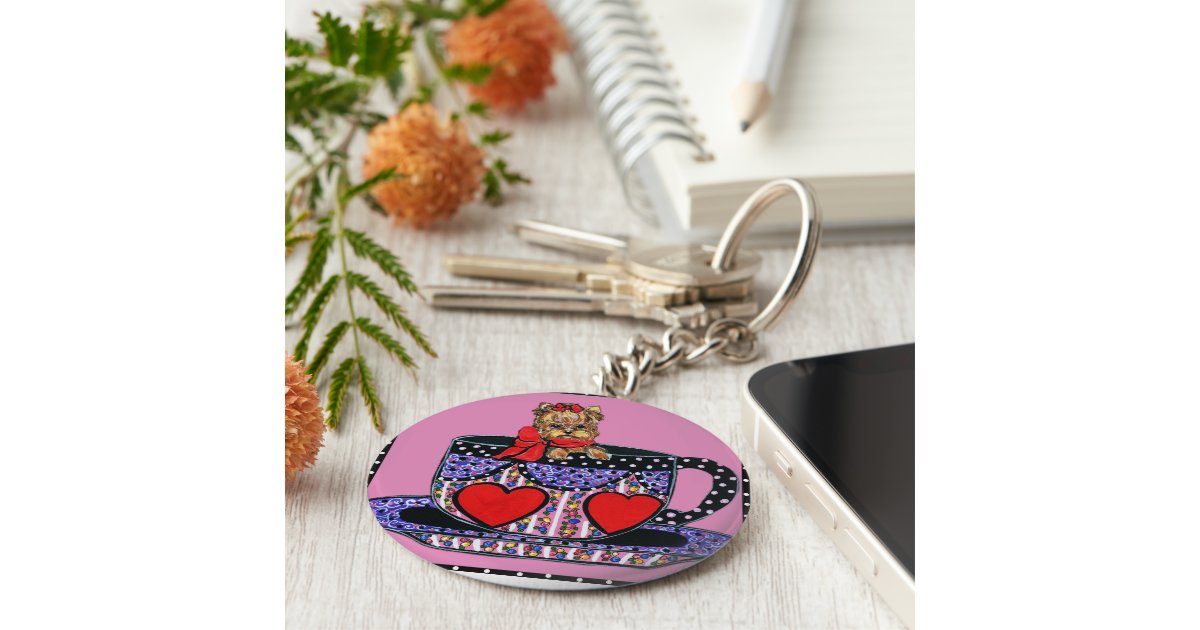yorkie chain tea cup yorkie key chain zazzle yorkie chain tea cup yorkie key chain zazzle