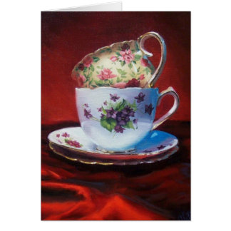 Tea Cups and Red Satin Cards