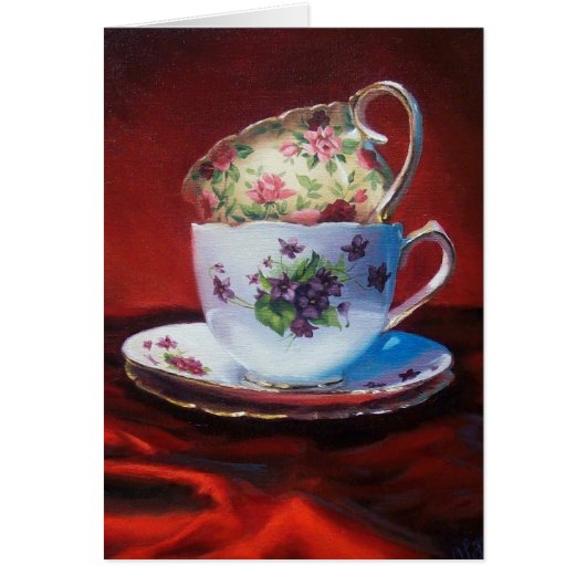 Tea Cups and Red Satin Cards (Front)