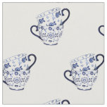 Tea cups cobalt fabric