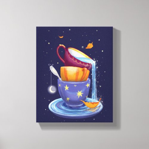 Tea cups Fall Whimsical Canvas Print
