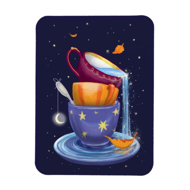 Tea cups Fall Whimsical Magnet (Vertical)