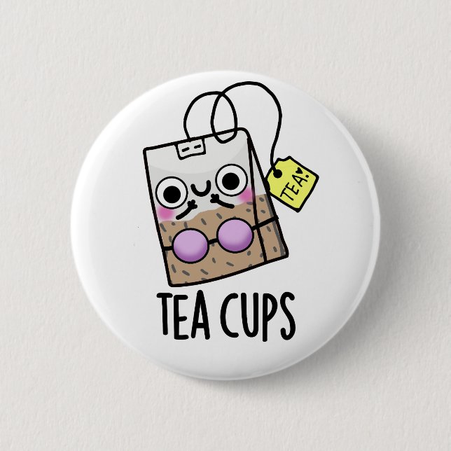 Tea Cups Funny Bra Puns Button (Front)