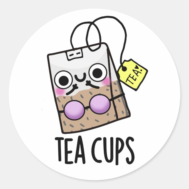 Tea Cups Funny Bra Puns Classic Round Sticker (Front)