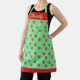 Tea cups with love on turquoise apron