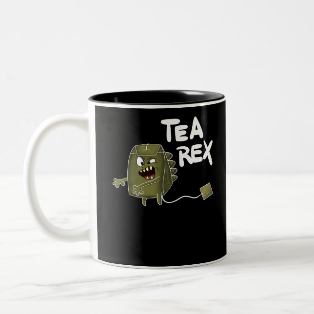 tea dinosaur Two-Tone coffee mug (Left)
