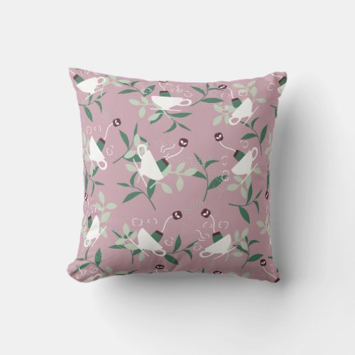 Tea does our fancy aid pattern throw pillow