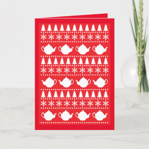 Tea Drinker Ugly Christmas Jumper Teapots Holiday Card