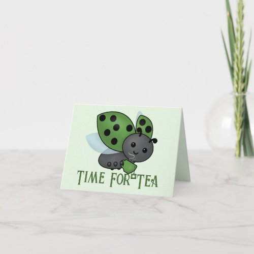 Tea Drinking Ladybug Card