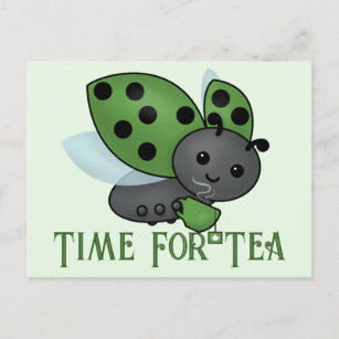 Tea Drinking Ladybug Postcard