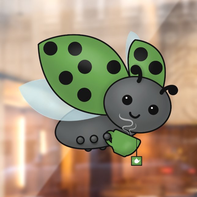 Tea Drinking Ladybug Window Cling (Sheet 2)