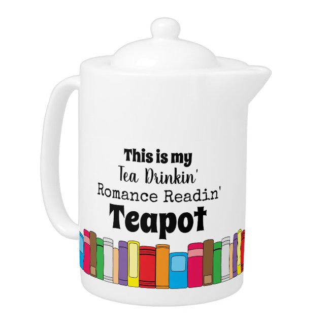 Tea Drinking, Romance Reading Books Teapot (Left)