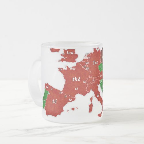 Tea Europe Linguistic Map Frosted Glass Mug