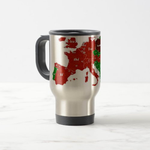 Tea Europe Linguistic Map Travel Mug