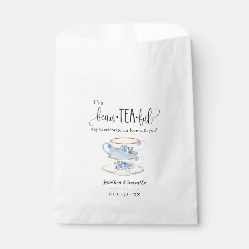 Tea Favor Bags Blue floral wedding favor bag