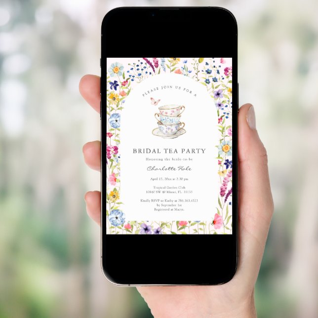Tea Floral Watercolor Bridal Shower Invitation (Front Digital)
