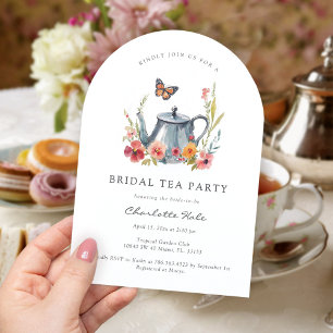 Tea Flowers Bridal Shower Invitation