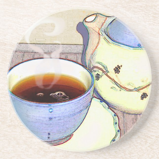 Tea for One Sandstone Coaster (Front)