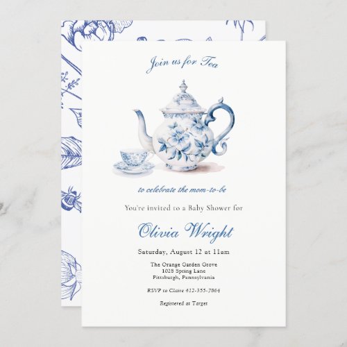 Tea for the Mom to Be Baby Shower Tea Party  Invitation