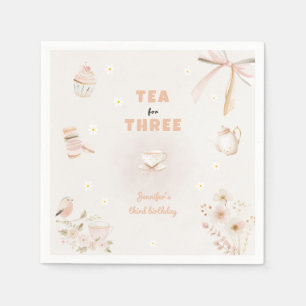 Tea for Three Birthday Tea Party for Girls Napkins