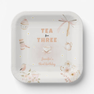 Tea for Three Birthday Tea Party for Girls Paper Plates