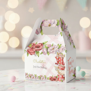 Tea for three, tea flowery birthday favor boxes