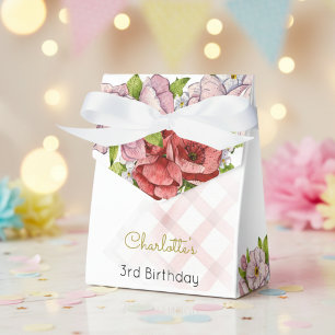 Tea for three, tea flowery birthday favor boxes
