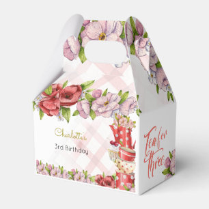 Tea for three, tea flowery birthday favor boxes