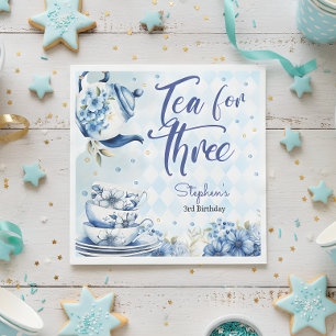 Tea for three, third birthday for kids napkins