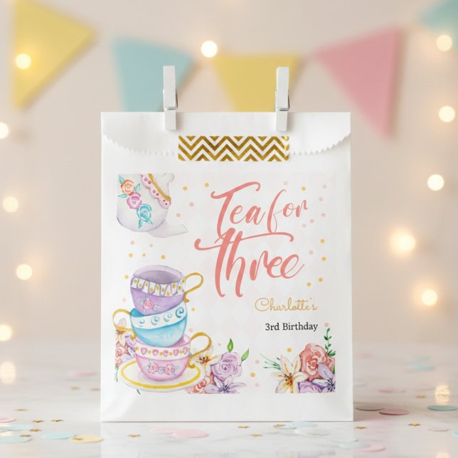 Tea for three, third tea birthday favor bag (Creator Uploaded)