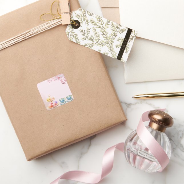 Tea for Twin Twin Baby Shower  Square Sticker (Gifting)