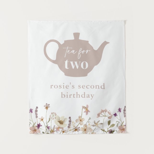 Tea For Two 2nd Birthday Floral Tapestry (Front)