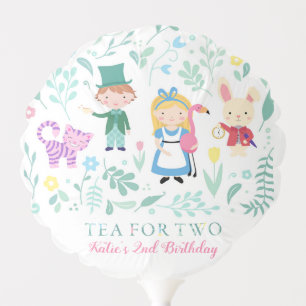 Tea for Two Alice in Wonderland 2nd birthday Balloon