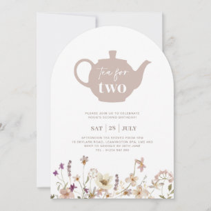 Tea For Two Arch Floral Birthday Invitation