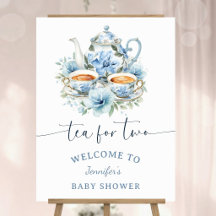 Tea for Two Baby Shower Boy Blue Tea Party Welcome