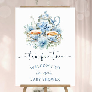 Tea for Two Baby Shower Boy Blue Tea Party Welcome Foam Board