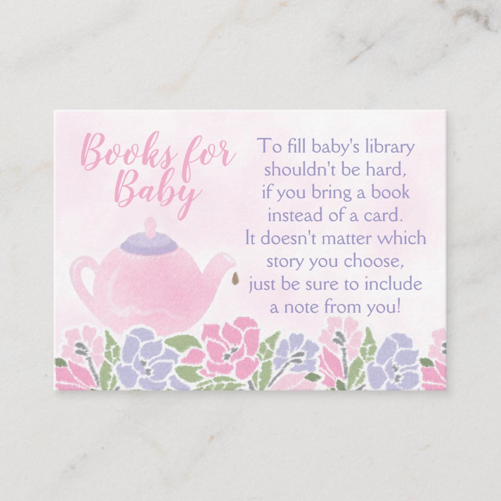 Tea for Two Baby Shower Bring a Book Card