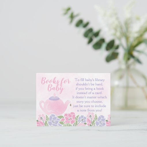 Tea for Two Baby Shower Bring a Book Card Zazzle