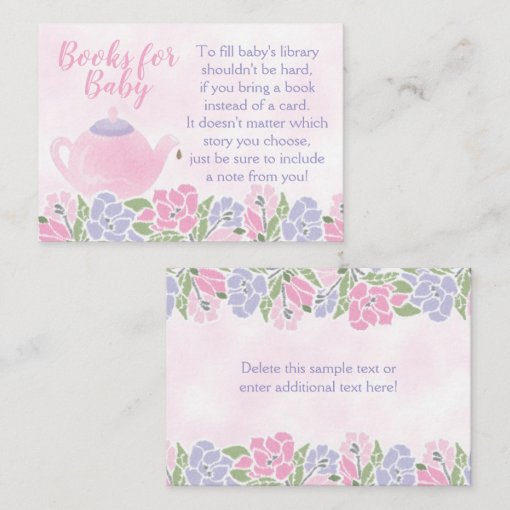 Tea for Two Baby Shower Bring a Book Card Zazzle