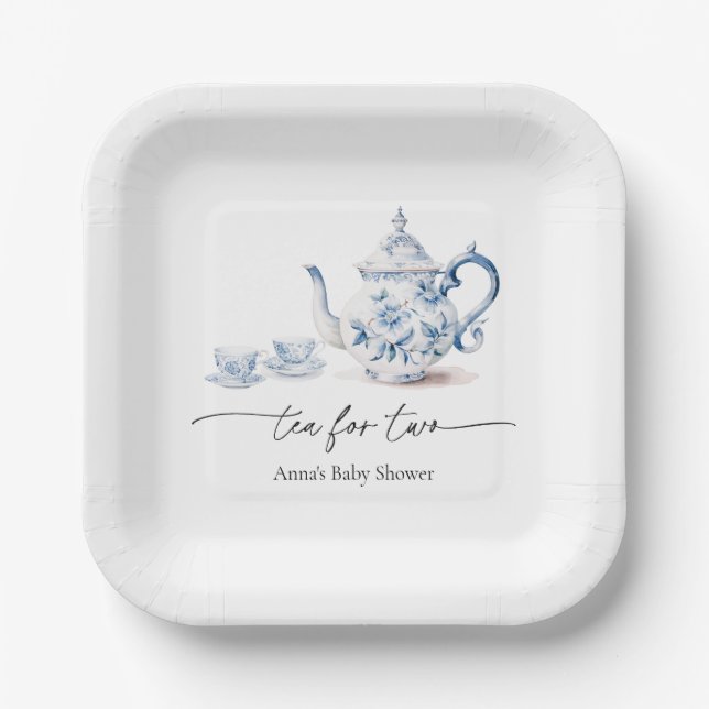 Tea for Two Baby Shower Paper Plates (Front)