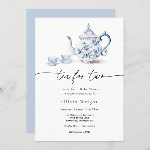 Tea for Two Baby Shower Tea Party  Invitation