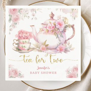 Tea for Two Baby Shower Tea Party Pink Floral Napkins