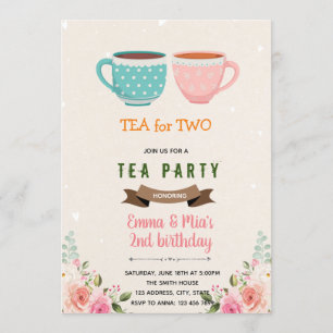 Tea for two birthday invitation