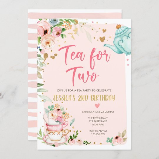 Tea for Two Birthday Invitation Floral Tea Party | Zazzle.com