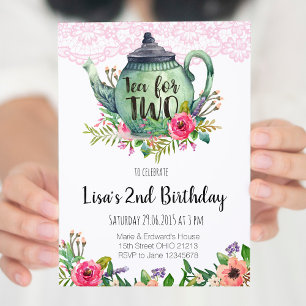 Tea for Two Birthday Party Invitation