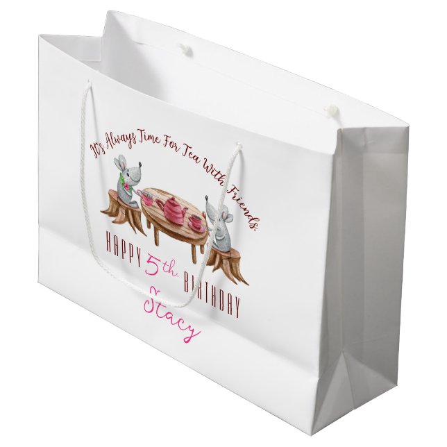 Tea For Two Custom Gift Bag - Large, Glossy (Front Angled)